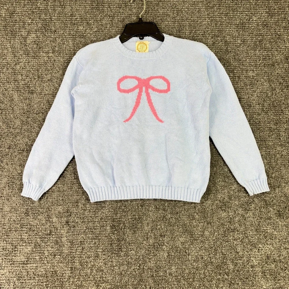 The Beaufort Bonnet Company Sweater Girl 14 Pink Bow Intarsia Cotton Knit School